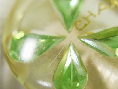 Authentic Chanel Clover Ring No 13.5 Plastic Clear Green Accessories Jewelry