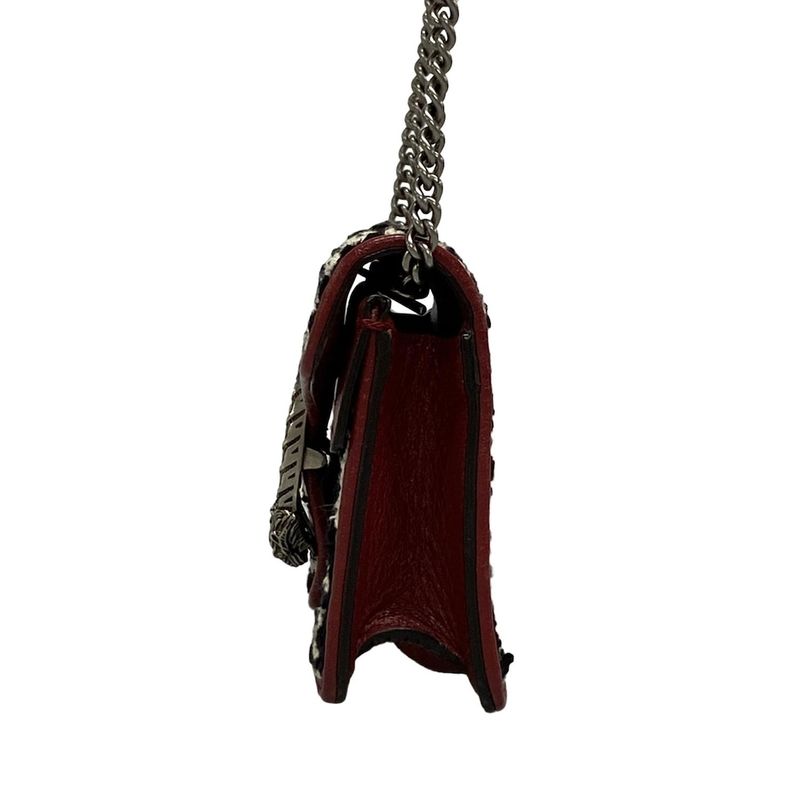 Gucci Shoulder Bag Dionysus 476432 Black White And Bordeaux Chain Shoulder/mini