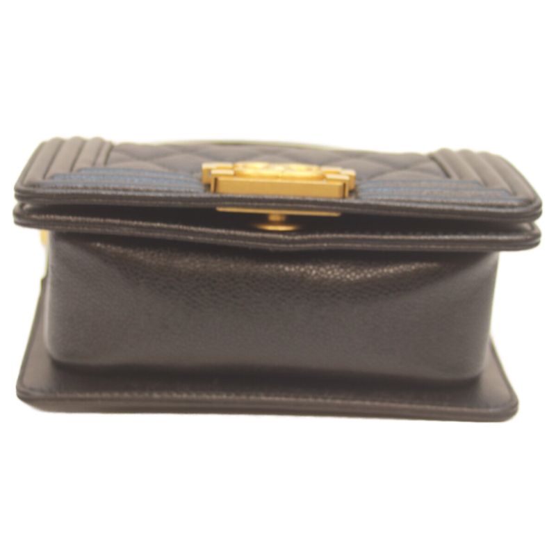 Chanel A67364 Black Caviar Skin Ghardware Mini Boy Chanel 15 Chain Shoulder Bag