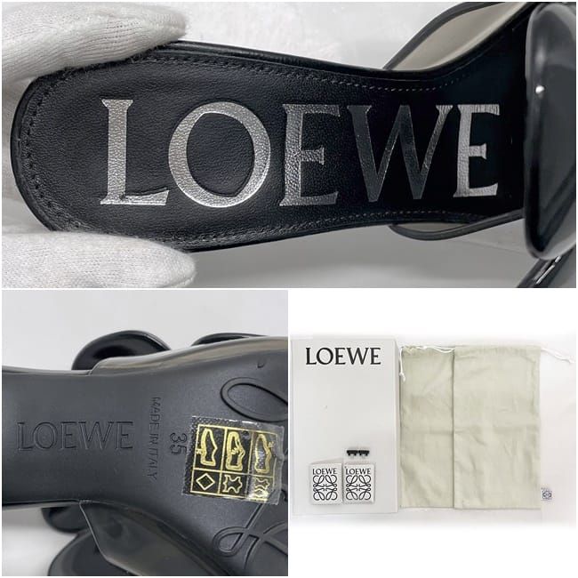 Loewe Mules Petal Flower Sandals Black Clear Excellent Condition
