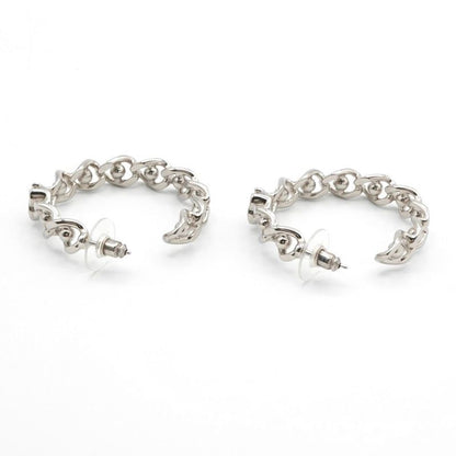Chanel Earrings Earring Silver Coco Mark Hoop Earrings