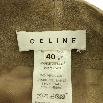 Celine by Michael Kors Period Suede Leather Skirt Beige 40