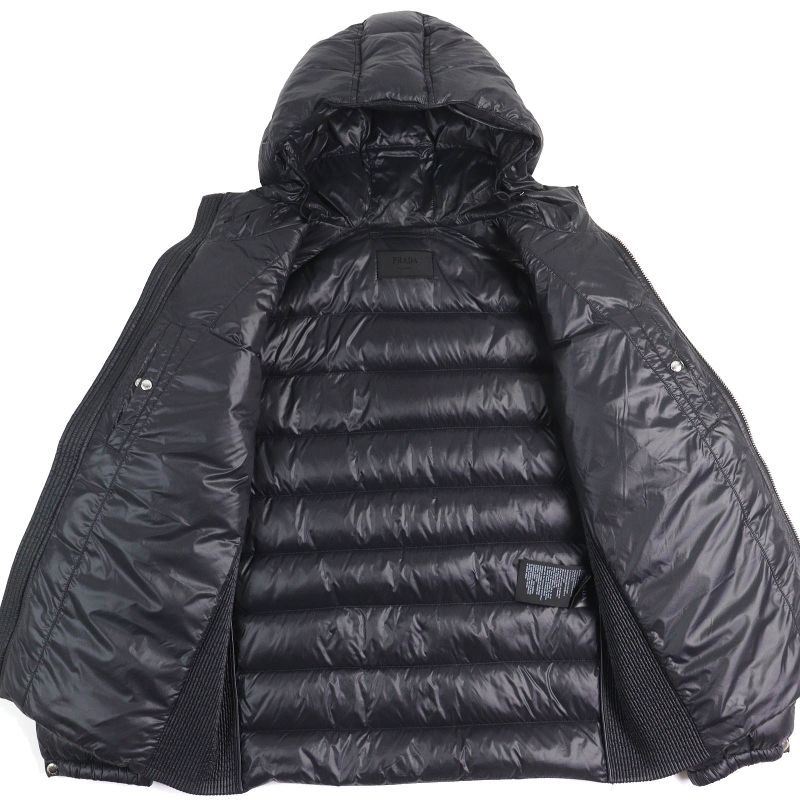 Prada 2020 Sga654 Triangle Logo Triangle Plate Hooded Down Jacket Black 52