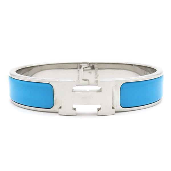 Hermes Bracelet Click H PM Metal Enamel Blue and Silver Hardware H Bracelet