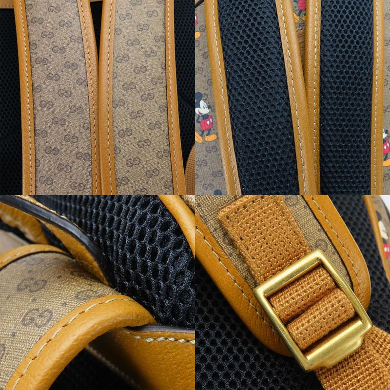 Gucci Backpack Daypack Small Backpack 552884 GG Supreme Canvas Brown Camel Gold