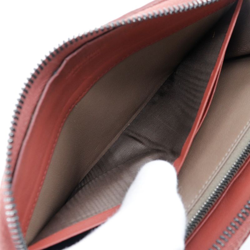 Bottega Veneta Bottega Veneta Round Zipper Intrecciato Lambskin Reddish Brown