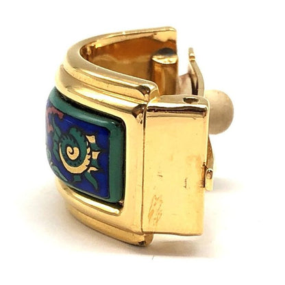 Hermes Earring Emile Cloisonne Clip-on Only One Ear Clip-on Gold Ladies Used