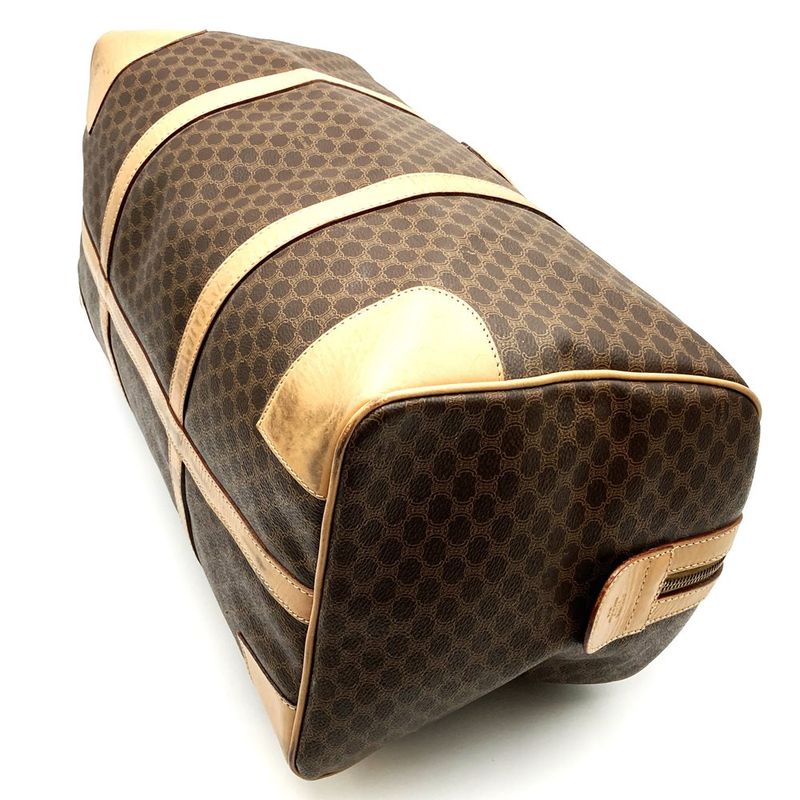 Celine M14 Boston Bag Macadam PVC Leather Brown Ladies Men