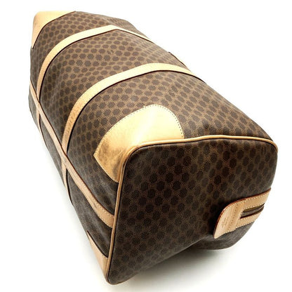 Celine M14 Boston Bag Macadam PVC Leather Brown Ladies Men