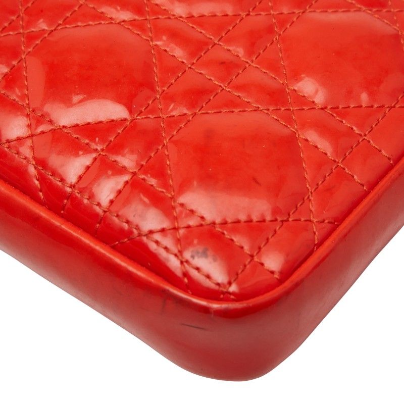 Dior Cannage Crossbody Chain Wallet Shoulder Bag Orange Enamel Women's Dior