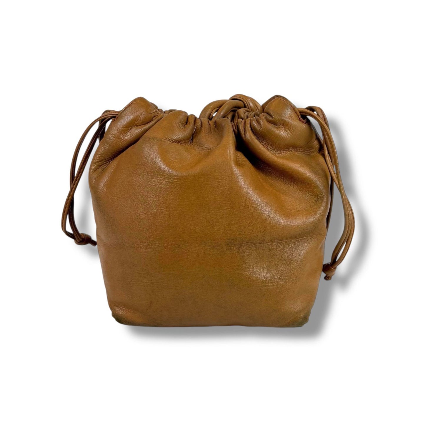 Loewe Drawstring Mini Shoulder Bag Anagram Logo Nappa Leather Brown Flamenco