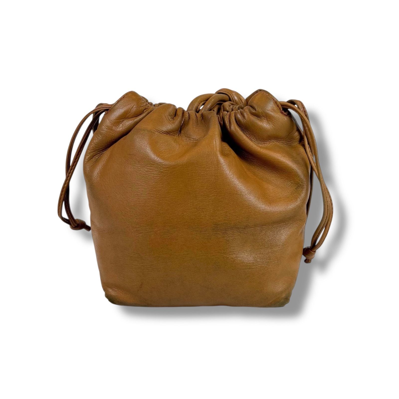Loewe Drawstring Mini Shoulder Bag Anagram Logo Nappa Leather Brown Flamenco