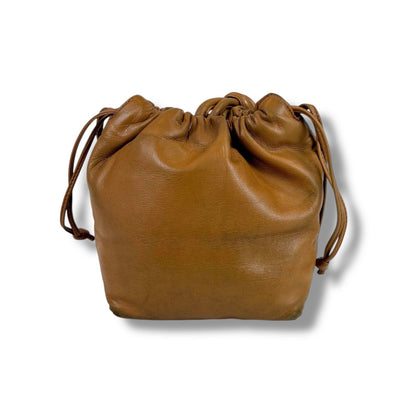 Loewe Drawstring Mini Shoulder Bag Anagram Logo Nappa Leather Brown Flamenco