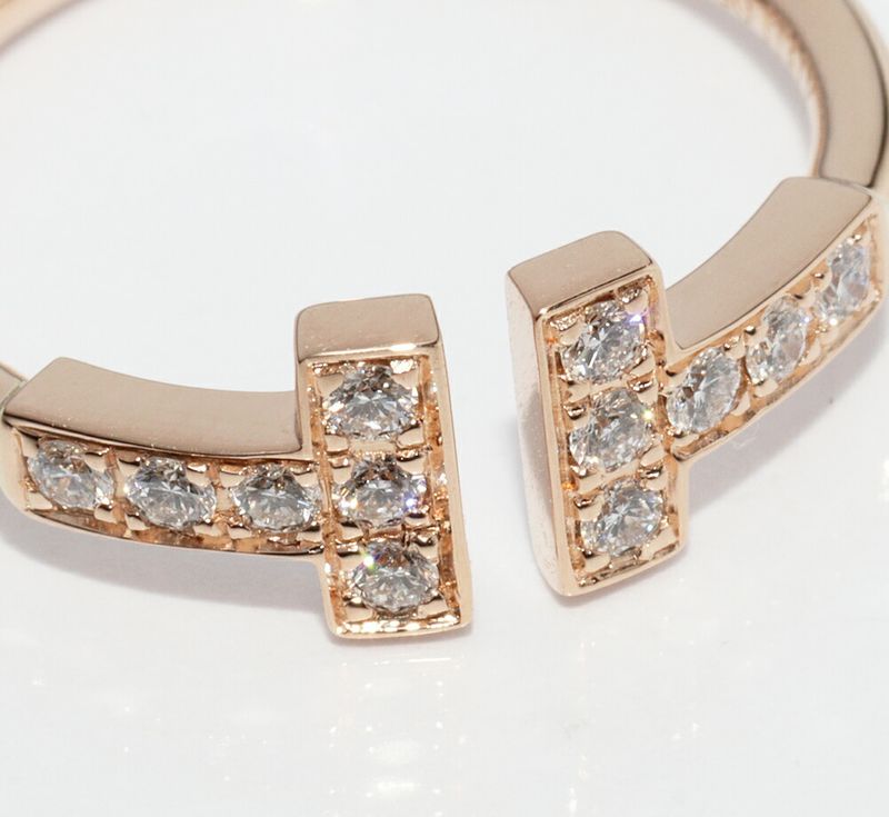 Tiffany & Co Ring 18K Pink Gold Diamond 013ct T Wire Ring