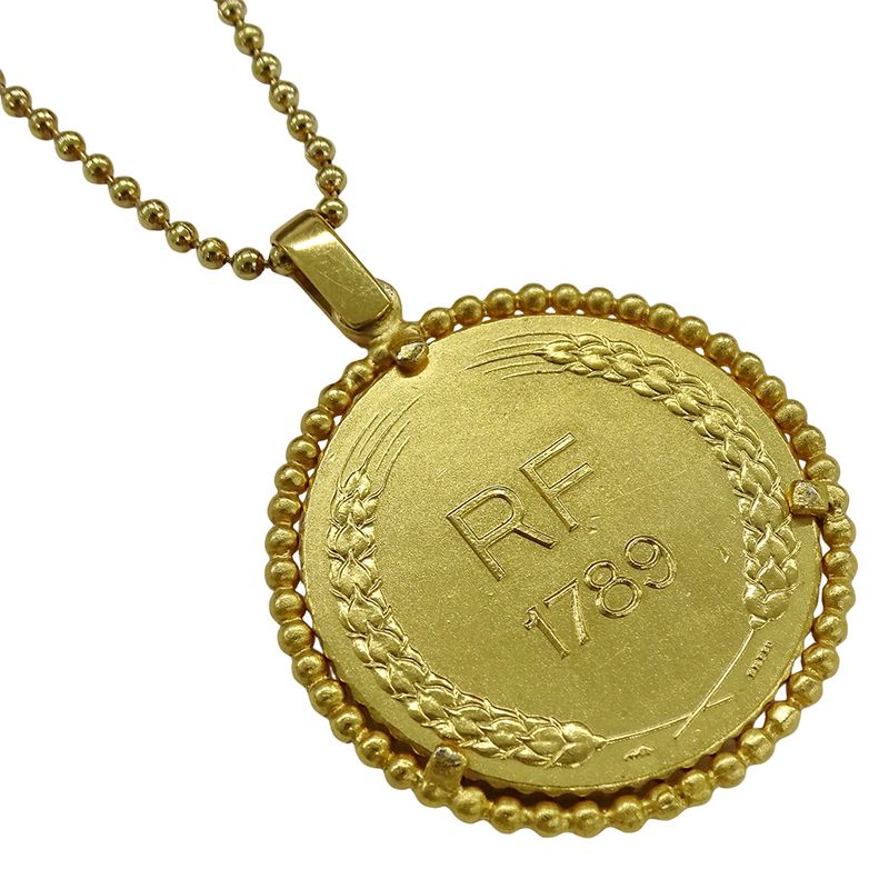 Dior Necklace Women's Branded Coin Ribbon Plated Gold Ball Chain Accessory