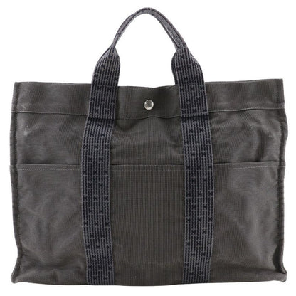 Hermes Yale Line Tote MM Nylon Canvas Gray Unisex Handbag
