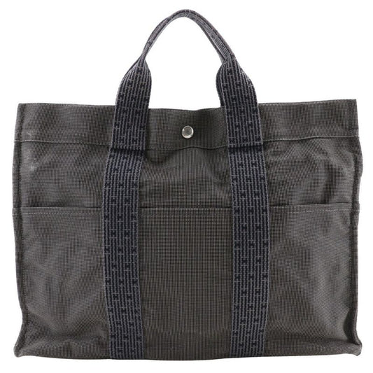 Hermes Yale Line Tote MM Nylon Canvas Gray Unisex Handbag