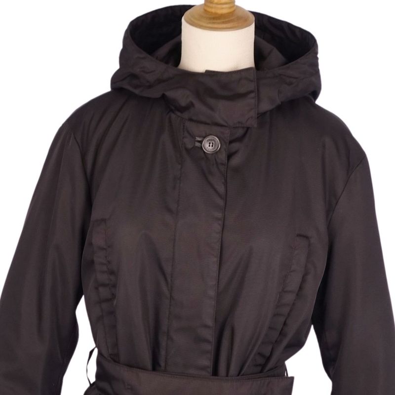 Prada Coat Hooded Cotton Nylon None Outerwear Rede