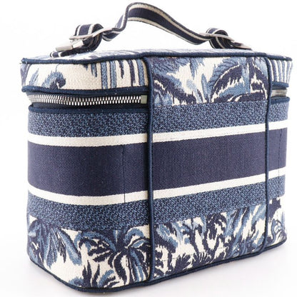 Dior Travel Vanity Palms Embroidery Canvas Navy Blue/white Ladies Handbag