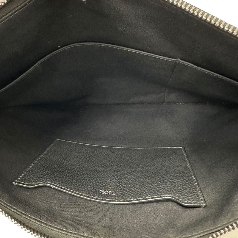 Dior Bag Men's Brand Clutch Bag Second Bag Leather Black Mini Bag