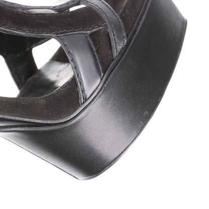 Gucci Leather Sandals Women's 34 1 2 241464 Black Made In Italy