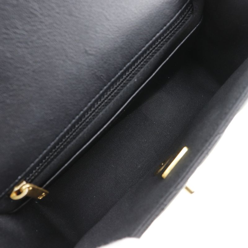 Chanel Matelasse Chain Shoulder Coco Mark Charm Calf Black Women's Shoulder Bag