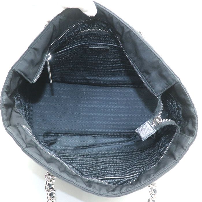 Prada Quilted Chain Tote Bag Black 1bg017 Ladies Preowned