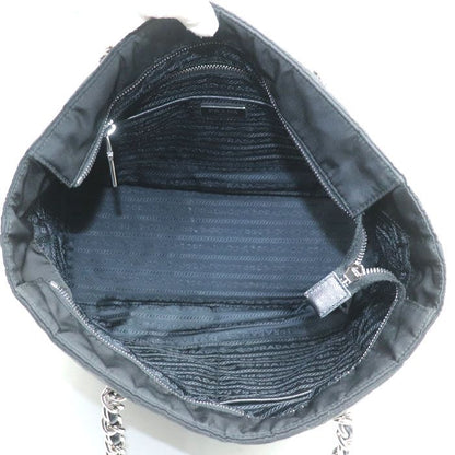 Prada Quilted Chain Tote Bag Black 1bg017 Ladies Preowned