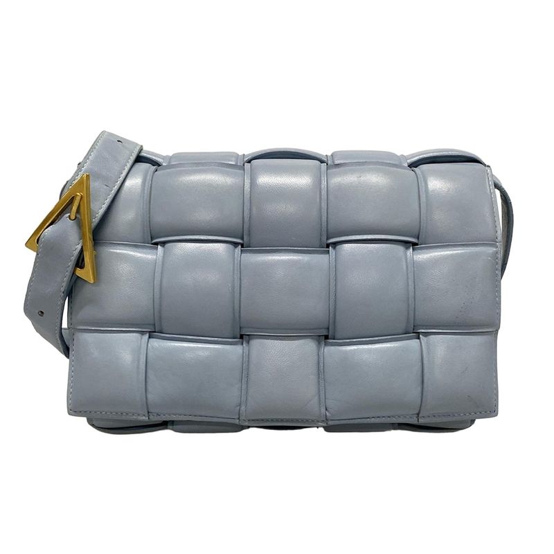 Bottega Veneta Shoulder Bag Padded Cassette Light Blue Lambskin