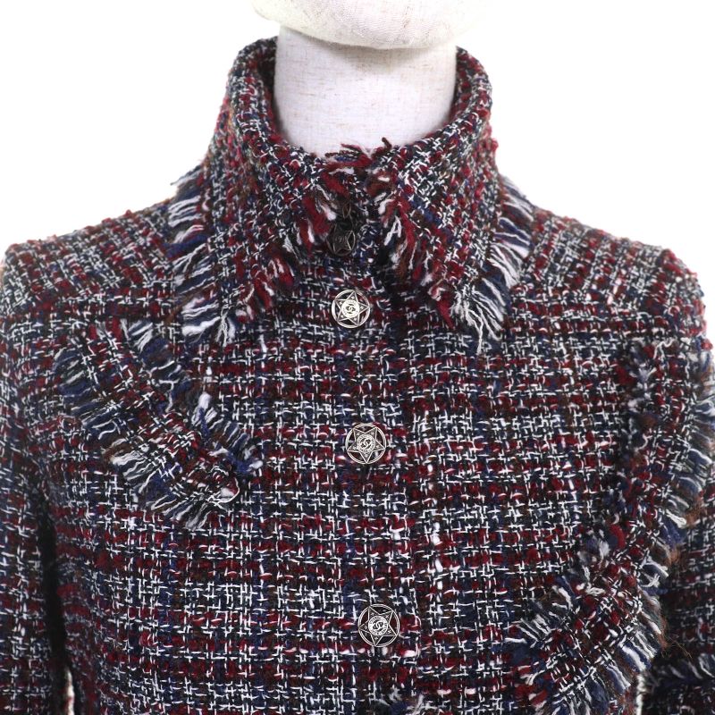 CHANEL P49469 Mohair-alpaca Blend Dallas Coco Mark Button Mixed Tweed Jacket