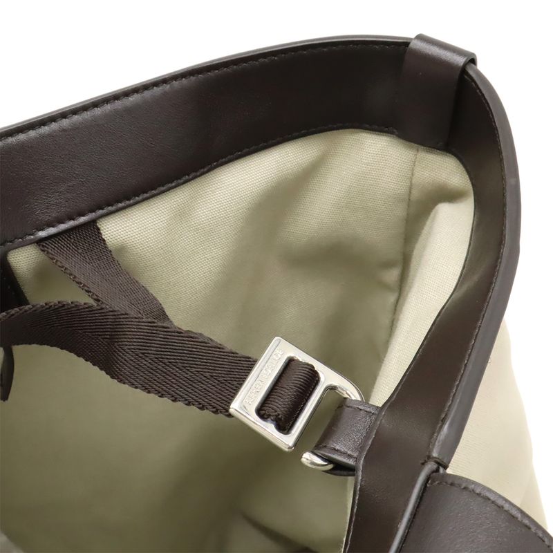 Bottega Veneta Arco Tote Bag Canvas Leather Beige Dark Brown 787419v44j12887