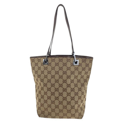 Gucci Beige Brown Silver Hardware GG Canvas 31244 Tote Bag Shoulder Bag Women
