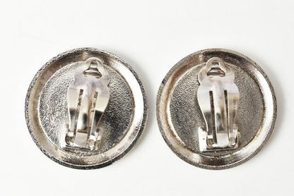 Chanel Preowned Earrings Vintage Chanel Coco Mark Circle Gold Black Silver