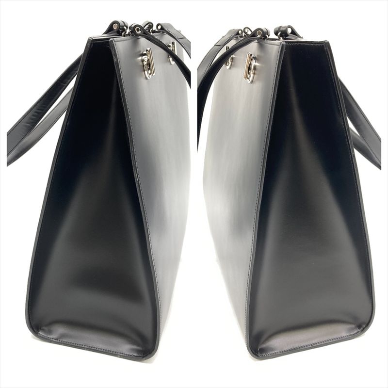 Cartier Panthère Tote Bag Leather L1000360 Black Silver Hardware Leopard A4