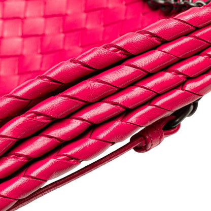 Bottega Veneta Intrecciato Chain Shoulder Bag Pink Leather Women Bottega Veneta