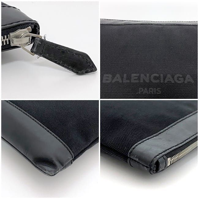 Balenciaga Clutch Bag Navy Clip M Black 373834