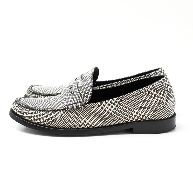 Saint Laurent Paris Loafers Size 40 Staggered Check Logo Smoo Scuff Zipper