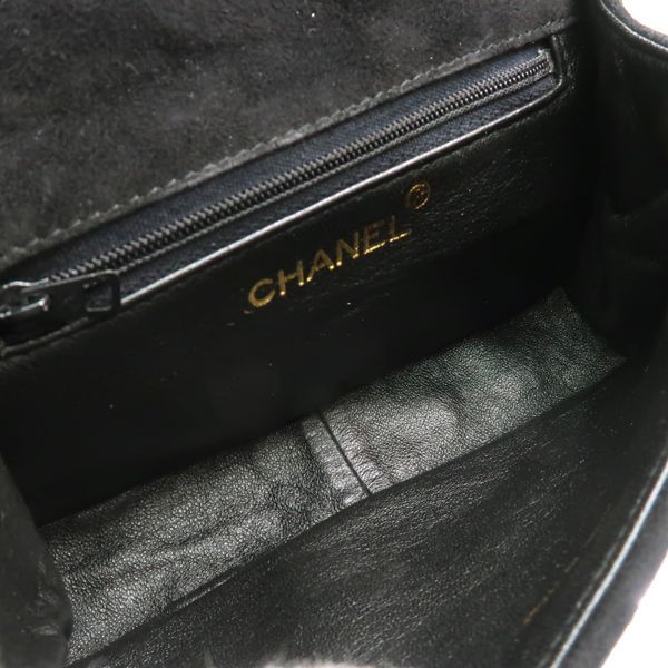 Chanel Chain Shoulder Gripoix 1993? Suede Black Chevron Chanel