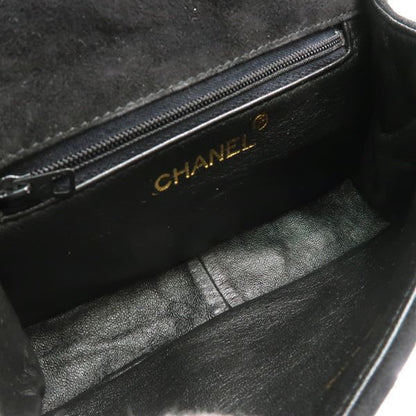 Chanel Chain Shoulder Gripoix 1993? Suede Black Chevron Chanel