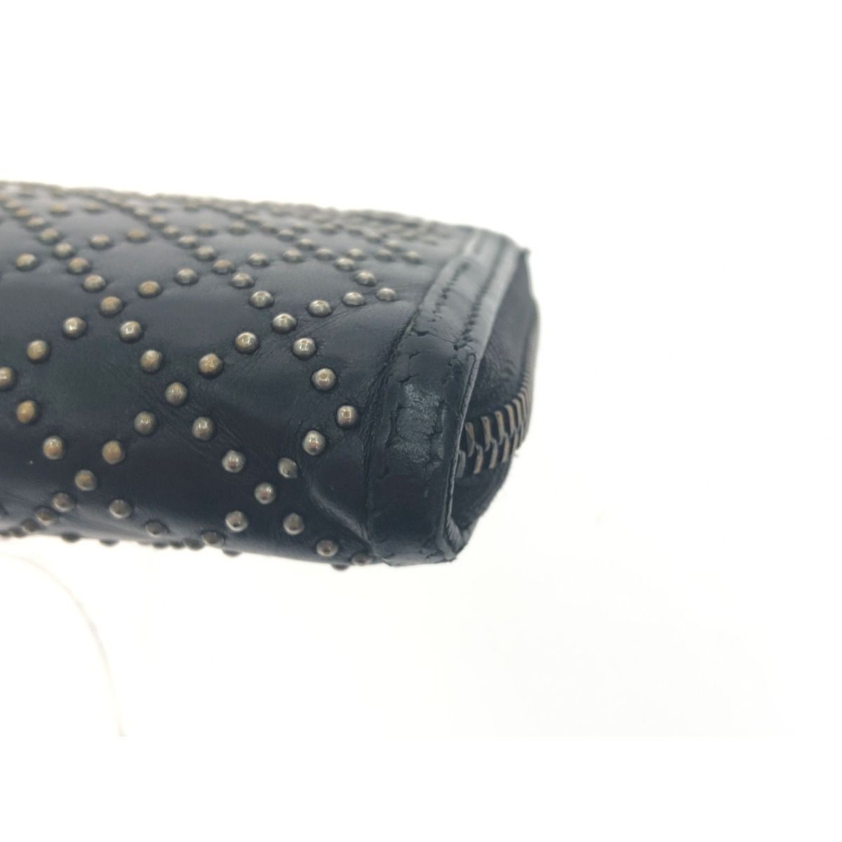 Gucci Diamante Studded Round Zipper Long Wallet GG 2 Zipper Heads