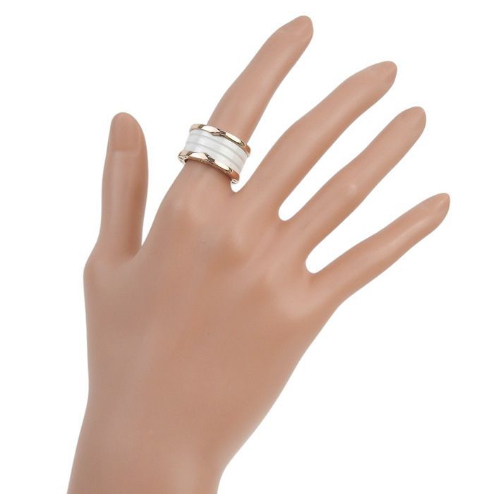 Bvlgari Bulgari B-zero1 4 Band Ring 18K Pink Gold CE 750 Pink Gold Ceramic #53