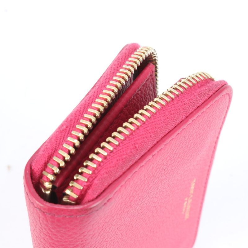 Saint Laurent Paris YSL Leather Coin Case Coin Purse Compact Wallet Round