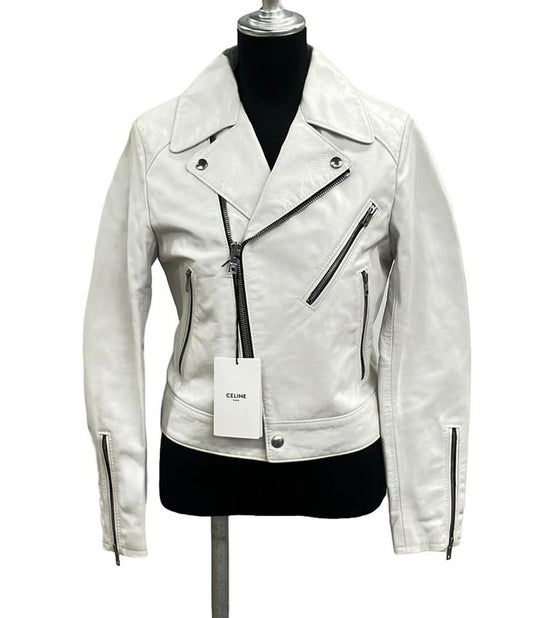 Celine Calfskin Leather Double Riders Jacket Women's Size 36 (S) Celine