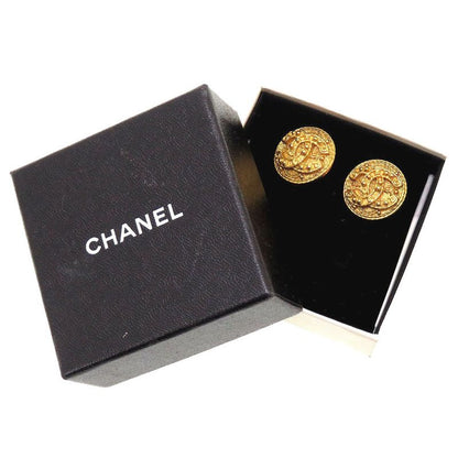 Chanel Coco Mark 04A Metal Gold Vintage Earrings 0060 Chanel