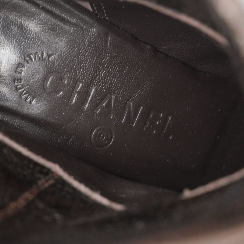 Chanel Boots Size 37C Middle Boots CC Logo Coco Mark Suede Shoes Made In
