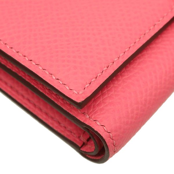 Hermes Trifold Wallet Bearn Combine Vaux Epson Rose Azalea Silver Hardware W