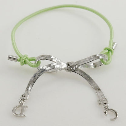 Dior CD Ribbon Metal And Rubber Silver/yellow Green Ladies 4.6g Bracelet