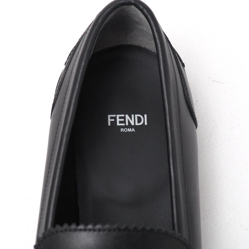 Fendi Loafers Size 40 Double F Zucca Logo Leather Shoes 20251027