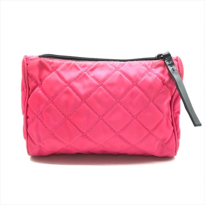 Prada Nylon Tessuto Quilted Pouch Case Pink