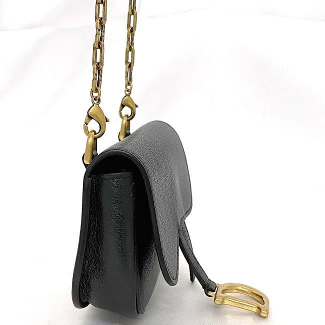 Christian Dior Chain Mini Pouch Black Saddle